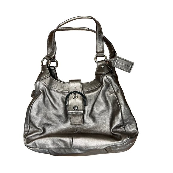 Coach Soho Leather Hobo Bag Metallic Bronze Handbag - Picture 1 of 13